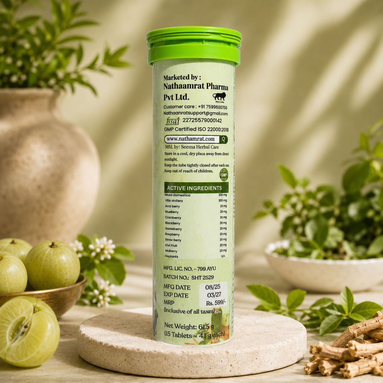 Natha Amrat Immuno Booster – Green Apple Flavour 15 Super Antioxidant Effervescent Tablets